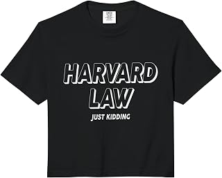 Harvard Law Just Kidding College Humour Funny White Text Comfort Colors Crop Top