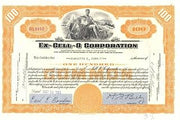 Ex-Cell-O Corporation - 1950's dated Orange Stock Certificate - Previously known as Ex-Cell-O Aircraft and Tool Corporation