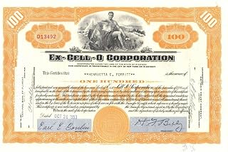 Ex-Cell-O Corporation - 1950's dated Orange Stock Certificate - Previously known as Ex-Cell-O Aircraft and Tool Corporation