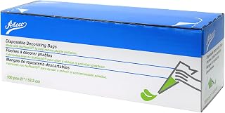 Ateco 4421 Plastic Disposable Piping and Cake Decorating Bags with NuPlastiQ, Pack of 100, Clear