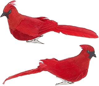 VUFVOID 7-inch Clip-On Cardinal Ornaments, Set of 2, Red Cardinal Christmas Ornaments