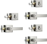 NCL 3 Pack Satin Nickel Exterior Door Lock Set with Keyed Alike