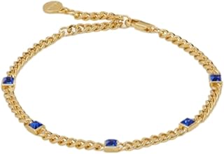 September Birthstone Sapphire Curb Chain Bracelet