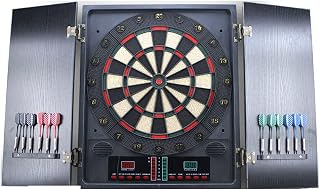 Electronic Dart Board Cabinet Set, with Integrated Scoreboard, Dart Storage for 12 Darts, Professional Darts Machine for Adults