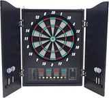 Electronic Dart Board & Cabinet, Traditional Double Wooden Door Panel Electric Dart Machine with LED Display, You Can Play with Up to 16 Friends