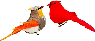2pcs Red Cardinal Artificial Birds Couple Love Birds Ornament for Flower Floral Garden Home Decor Yard Patio Wreath Designs (2pcs)