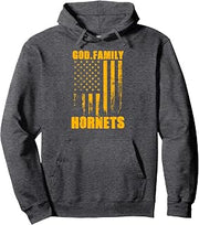 Harvard Hornets God. Family. Vintage USA Flag Pullover Hoodie