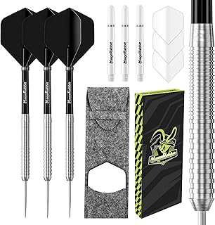 Professional Tungsten Darts Set, 90% Tungsten Steel Tip Darts with Extra 3 Dart Flights and 3 Dart Shafts