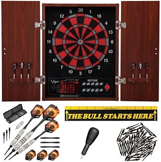 Viper Neptune Electronic Dartboard, "The Bull Starts Here" Throw Line Marker, Blazer 16g Soft Tip Darts, Dart Tip Remover Tool & Tufflex II Black Dart Tips
