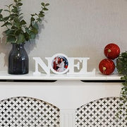 Johnson Plastics Plus Sublimation Christmas White Coated Wood Word Blocks Décor for Holiday– Sublimation Ready with 3.74” Plate- Noel