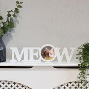 Johnson Plastics Plus JPPlus Sublimation Pet Product White Coated Wood Word Blocks Décor for Mantle– Sublimation Ready with 3.74” Plate- Meow