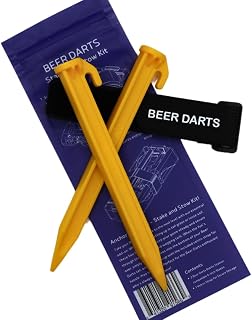 Beer Darts Stake and Stow Kit - Plastic Anchor Stakes, Hook-and-Loop Strap for Secure Storage, Battle Station Compatible - Sports & Outdoors Accessories
