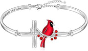 Fenthring Cardinal Bracelet for Women Red Cardinal Gifts 925 Sterling Silver Red Bird Bracelets Memorial Sympathy Jewelry
