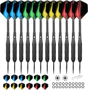 Steel Tip Darts 24g, 12 Pack with Aluminum Shafts