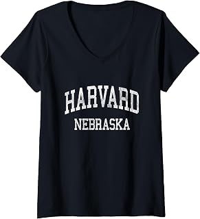 Womens Harvard Nebraska NE Vintage Athletic Sports Design V-Neck T-Shirt