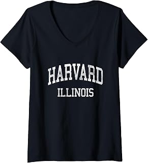 Womens Harvard Illinois IL Vintage Athletic Sports Design V-Neck T-Shirt
