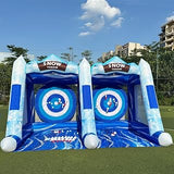 Blue Inflatable Snow Throwing Game Inflatable Ball Toss Target Dart Board 12 Axes+8 Toss Ball for Party/Birthday/Backyard/School/Team Events