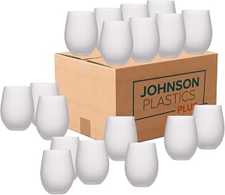 Johnson Plastics Plus JPPlus 17oz Frosted Sublimation Wine Glass - Personalized Sublimation Drinkware in Bulk (Frosted (Case of 48))
