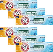 Arm & Hammer Toothpaste Plus Thera, 6 Pack, ICY Mint, Anticavity Fluoride Toothpaste with Baking Soda, Whitening Enamel Strengthening Toothpaste, Travel Size 0.9 Oz