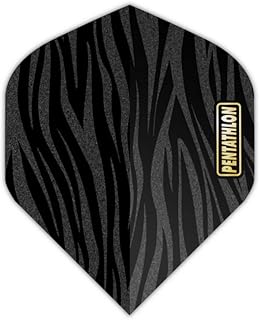 3 Sets (9 Flights) Pentathlon RT #3 Black Standard Dart Flights - Ex-Tough - 100 Micron - Zebra