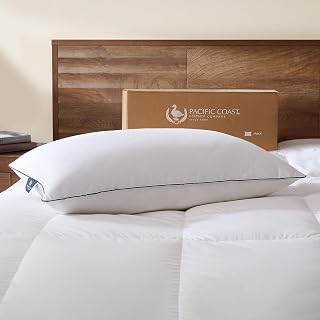 Pacific Coast Premium Goose Feather & Down Bed Pillows Standard Size 1-Pack, Hotel Quality Collection, Medium-Firm Pillow for Side & Back Sleepers