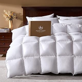 Pacific Coast Goose Feather Down Comforters King Size, Extra Fluffy White Duvet Insert, Soft, Breathable, All Season Hotel Luxury Bedding Comforters, 8 Corner & Center Loops (106"x90")