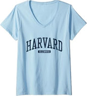 Womens Harvard Illinois IL College University Style Blue V-Neck T-Shirt