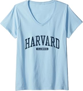 Womens Harvard Illinois IL College University Style Blue V-Neck T-Shirt