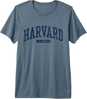 Harvard Illinois IL College University Style Blue Premium Tri-blend T-Shirt