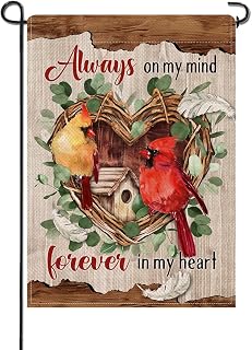 Artofy Memorial Cardinal Small Decorative Garden Flag, Red Birds Love