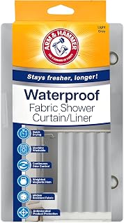 Arm & Hammer Fabric Shower Curtain with Waterproof Back, 70 x 72, Grey