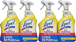 Lysol All Purpose Cleaner Spray, Multi-Purpose Disinfecting Spray, Kitchen & Bathroom Cleaner, Lemon Breeze Scent, 32 Fl Oz (Pack of 4)