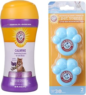 Arm & Hammer Cat Litter Deodorizer Bundle - Crystal Deodorizer (Lavender & Vanilla, 15 oz) & Deodorizing Pods (Fresh Breeze, 2 Pack) for Odor Control in Kitty Litter Boxes