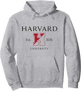 Harvard University Two Tone Logo Est 1636 Pullover Hoodie