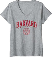 Womens Harvard University Classic Red Shield V-Neck T-Shirt