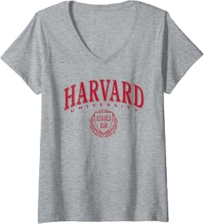 Womens Harvard University Classic Red Shield V-Neck T-Shirt