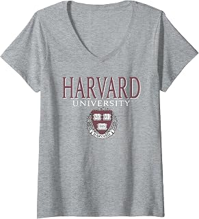 Womens Harvard University Faded Veritas Crest V-Neck T-Shirt
