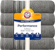 Arm & Hammer Performance Bath Towels, 6 Piece, Light Grey