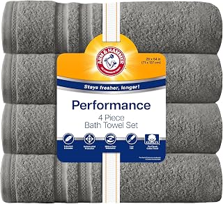 Arm & Hammer Performance Bath Towels, 6 Piece, Light Grey