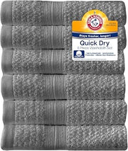 Arm & Hammer Quick Dry Washcloth Set, 6 Piece, Grey