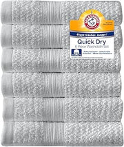 Arm & Hammer Quick Dry Washcloth Set, 6 Piece, Light Grey