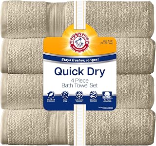 Arm & Hammer Quick Dry Bath Towels, 4 Piece, Khaki