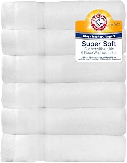 Arm & Hammer Super Soft Washcloths, 6 Piece, White