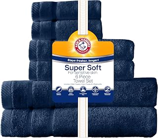 Arm & Hammer Super Soft Bath Towel Set, 6 Piece, Dark Blue