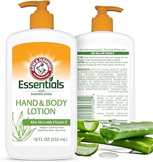 Arm & Hammer Arm and Hammer Essentials Hand & Body Lotion For Women and Men with Vitamin E 18oz - Aloe Vera Moisturizing Lotion for Dry Skin, Softness, and Hydration