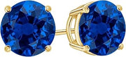 1 to 6 Carat 14k White Gold Natural Ruby Emerald Sapphire Stud Earrings