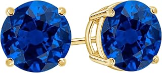 1 to 6 Carat 14k White Gold Natural Ruby Emerald Sapphire Stud Earrings