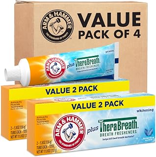 Arm & Hammer Plus TheraBreath Toothpaste, ICY Mint, 5.5 oz, 4-Pack