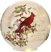 Regency International Glass Botanical Cardinal Globe – LED Battery Operated with Automatic Timer, 6-inch, Red Green Assorted
