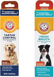 Arm & Hammer Dog Enzymatic Toothpaste Bundle | Tartar Control & Fresh Breath Dental Care for Dogs and Puppies | Beef & Chicken Flavor Toothpaste, 2.5 oz Each